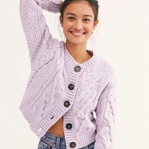 Free People Bonfire Cable-knit Cardigan